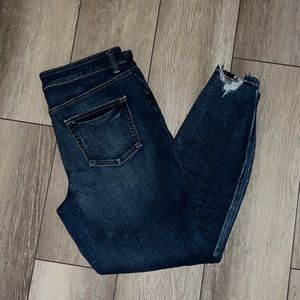 Maurices High Rise Super Skinny Dark Wash Distressed Ankles Size 14 Jeans